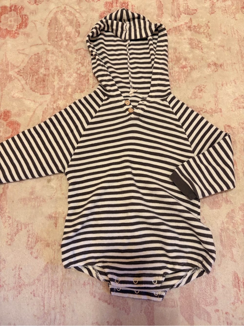Quincy Mae Striped Hooded Baby Romper
